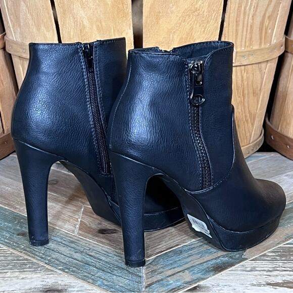 Aldo Gillum Black Leather Zip-Up Heeled Platform Ankle Boots Booties Womens 6.5 - Picture 5 of 13